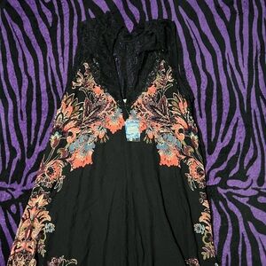 Free People Black Floral High Low Dress